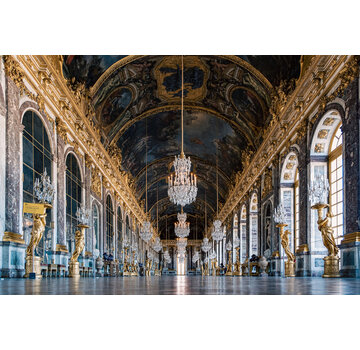 Ter Halle Glasschilderij met 3D reliëf 160x110cm Paleis met kroonluchters
