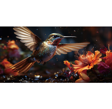 Ter Halle Glasschilderij 160x80x0.4 Colorful bird