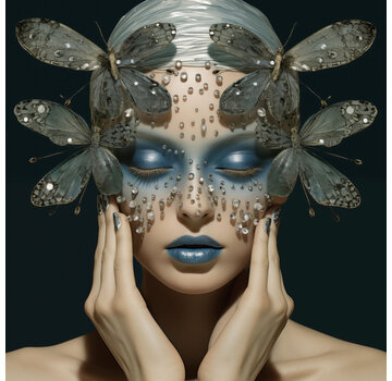 Ter Halle Glasschilderij 80x80x0.4 Vlinders met sieraden