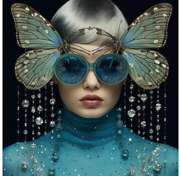 Ter Halle Glasschilderij 80x80x0.4 Vlinder bril