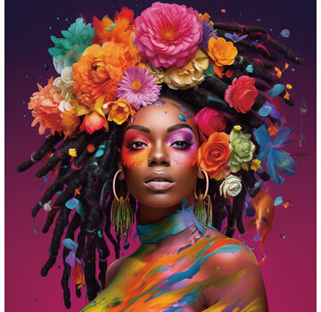 Ter Halle Glasschilderij 80x80x0.4 Kleurrijke dame