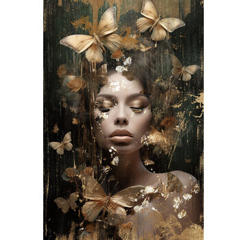 Ter Halle Glasschilderij 80x120x0.4  Dame met vlinders