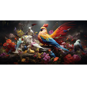 Ter Halle Glasschilderij 160x80x0.4 Birds and Flowers