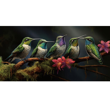 Ter Halle Glasschilderij 160x80x0.4 Kolibries