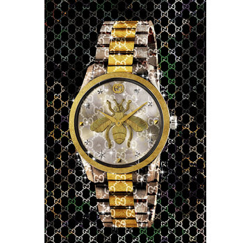 Ter Halle Glasschilderij 80x120cm Horloge goud