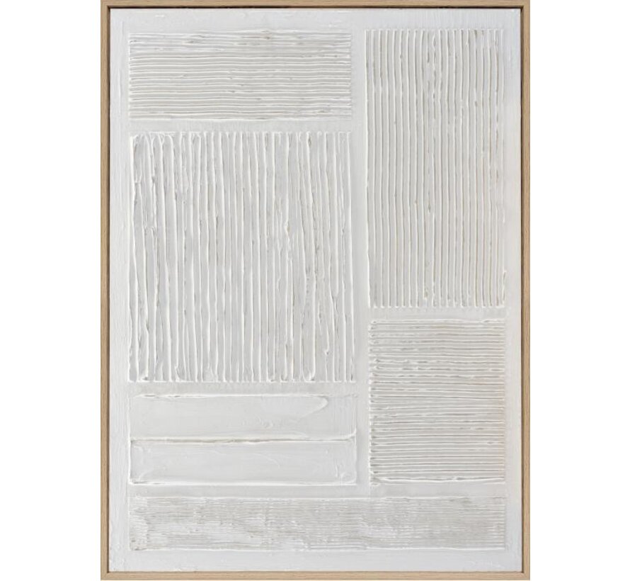 3D Wanddecoratie 60x80cm Lijnen in vlakken wit