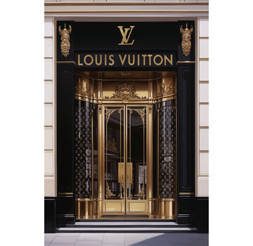 Ter Halle Glasschilderij 80x120cm Gouden Winkeldeur