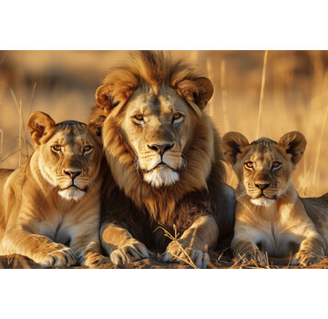 Ter Halle Glasschilderij 120x80cm Leeuwen