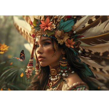 Ter Halle Glasschilderij 160x110cm Indiaan 