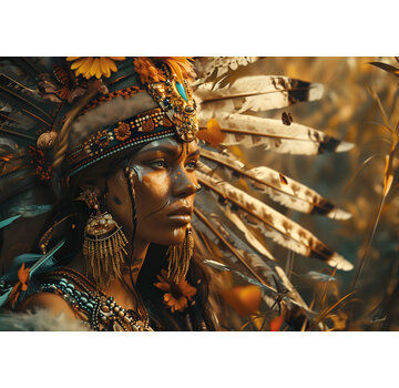 Ter Halle Glasschilderij 160x110cm Indiaan