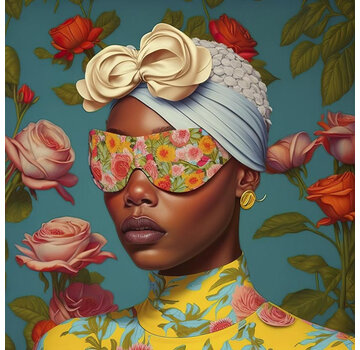 Ter Halle Glasschilderij 80x80cm Vrouw met gekleurde bril