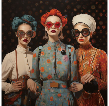 Ter Halle Glasschilderij 80x80cm Vrouwen in pose