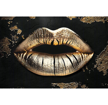Ter Halle Glasschilderij 120x80cm Gouden lippen