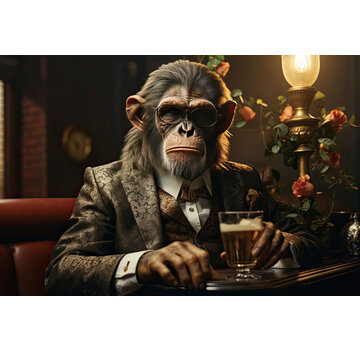 Ter Halle Glasschilderij 80x120cm Aap aan de bar