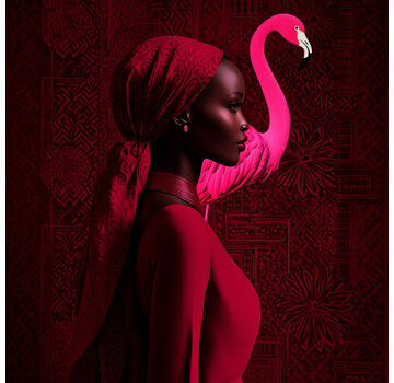 Ter Halle Glasschilderij 80x80cm Burgundy Flamingo