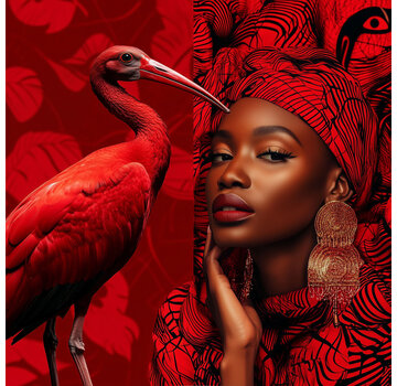 Ter Halle Glasschilderij 80x80cm Red Ibis