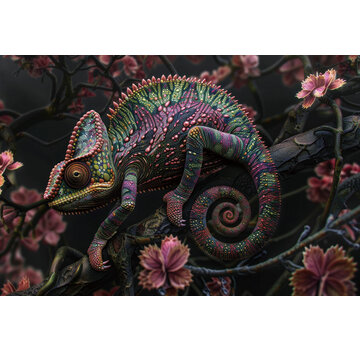 Ter Halle Glasschilderij met 3D reliëf 120x80cm Kameleon