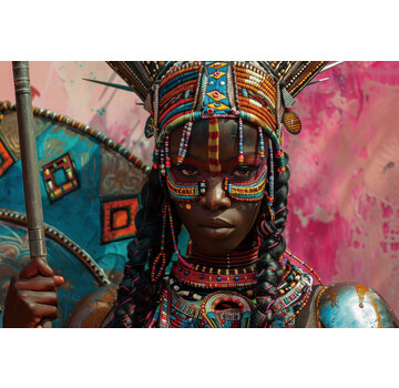 Ter Halle Glasschilderij met 3D reliëf 120x80cm Afrikaanse vrouw