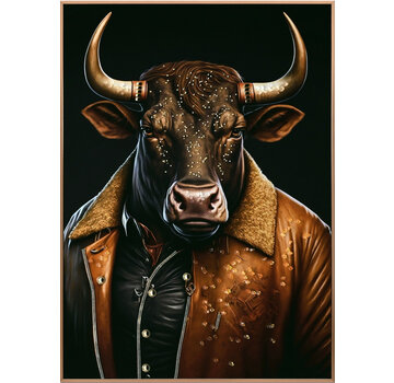 Ter Halle Canvas incl. lijst 53x73cm Glitter & glans finish Stier