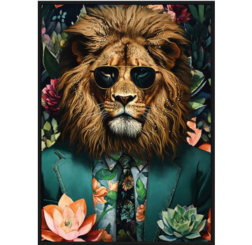 Ter Halle Canvas incl. lijst 53x73cm Glitter & glans finish Leeuw