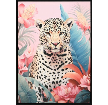 Ter Halle Canvas incl. lijst 53x73cm Glitter & glans finish Panter