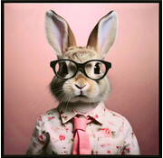 Ter Halle Canvas incl. lijst 63x63cm. Glitter & glans finish Bunny