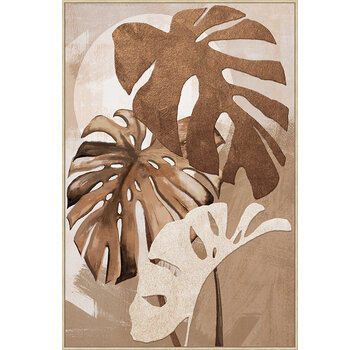 Ter Halle Canvas incl. lijst 80x120cm Handgeschilderd 'Palmbladeren'