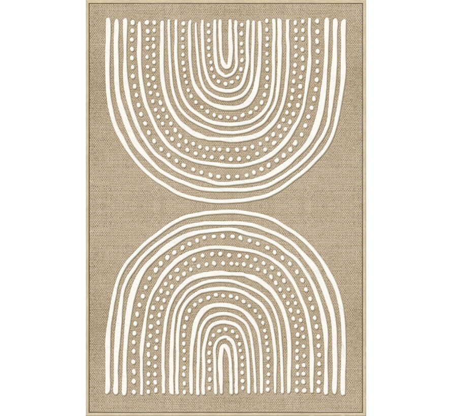 Canvas incl. lijst 80x120cm met foam 'Witte cirkels'