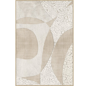 Ter Halle Canvas incl. lijst 80x120cm Handgeschilderd 'Beige cirkels'