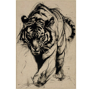 Ter Halle Canvas incl. lijst 80x120cm Handgeschilderd 'Tijger'