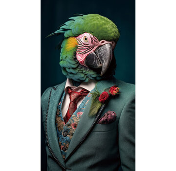 Ter Halle Glasschilderij 55x100cm Groene papegaai