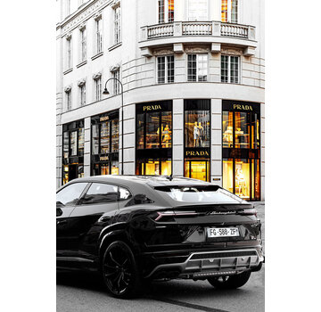 Ter Halle Glasschilderij 80x120cm Auto voor winkel