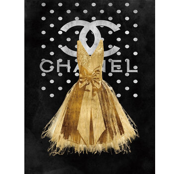 Ter Halle Glasschilderij met goudfolie 60x80cm Gouden jurk