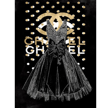 Ter Halle Glasschilderij met goudfolie 60x80cm Zwarte jurk