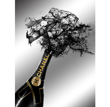 Ter Halle Glasschilderij met goudfolie 60x80cm Bloemen uit champagne