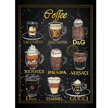 Ter Halle Glasschilderij met goudfolie 60x80cm Koffie