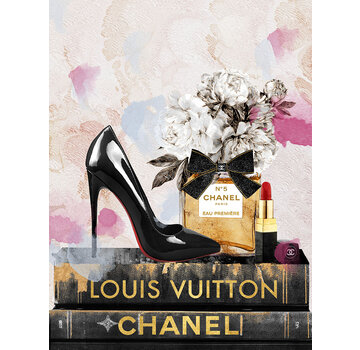 Ter Halle Glasschilderij met goudfolie 60x80cm Zwarte hak op boeken