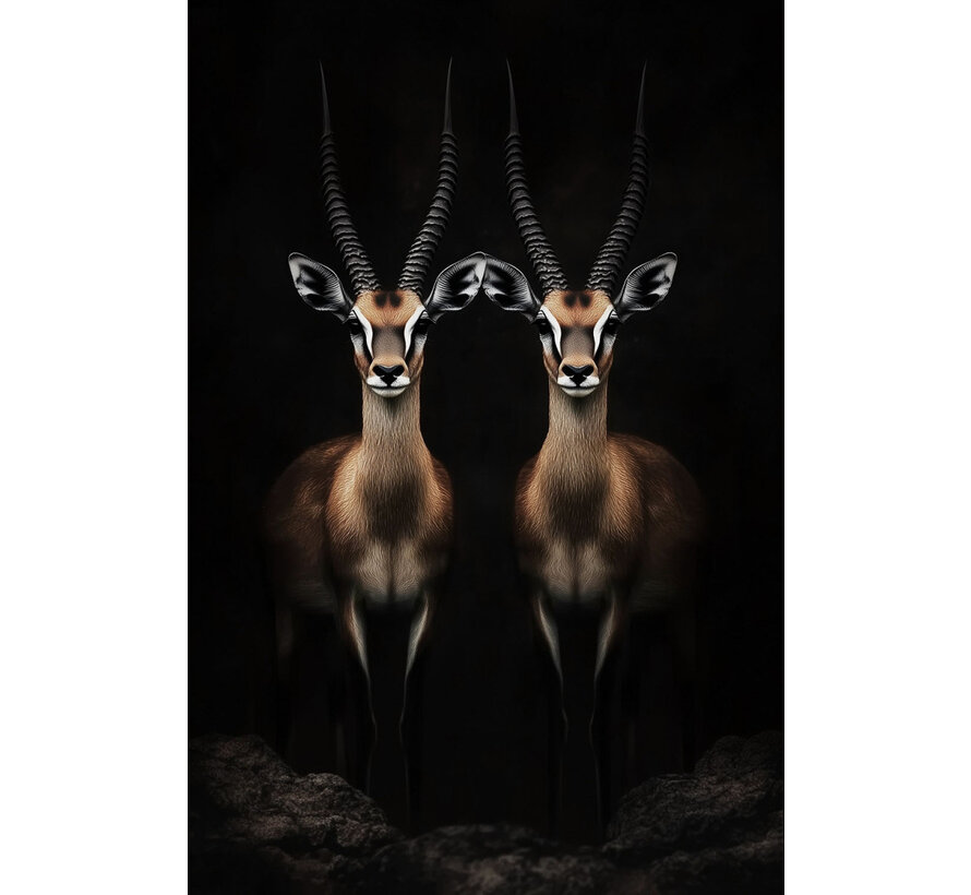Glasschilderij 80x120cm Twee gazelles