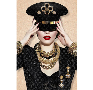 Ter Halle Glasschilderij 80x120cm Vrouw met gouden sierraden