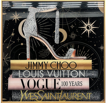 Ter Halle Glasschilderij met kristallen en lijst 80x80cm Hak op boeken