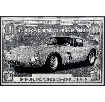 Ter Halle Glasschilderij met kristallen en lijst 80x120cm Auto op briefgeld