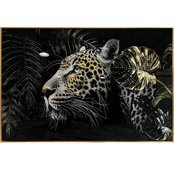 Ter Halle Glasschilderij met kristallen en lijst 80x120cm Panter