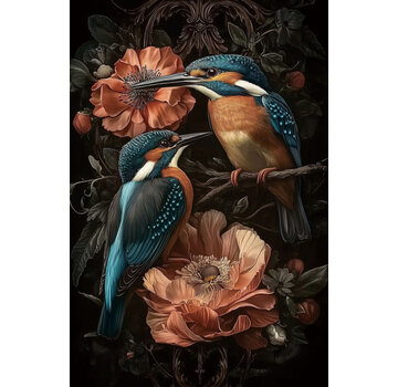 Ter Halle Glasschilderij 80x120cm Twee ijsvogels