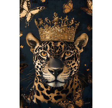 Ter Halle Glasschilderij 80x120cm Panter met kroon