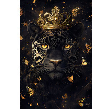 Ter Halle Glasschilderij 80x120cm Panter met kroon