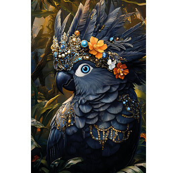 Ter Halle Glasschilderij 80x120cm Papegaai met sierraden
