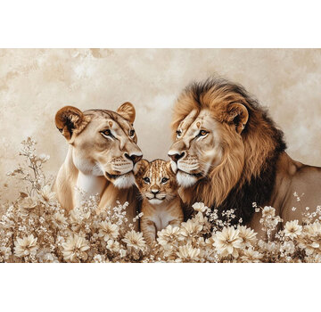 Ter Halle Glasschilderij 120x80cm Leeuwen