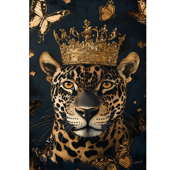 Ter Halle Glasschilderij 110x160cm Panter met kroon