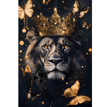 Ter Halle Glasschilderij 110x160cm Leeuw met kroon