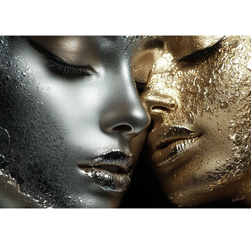 Ter Halle Glasschilderij 160x110cm Gouden/zilveren vrouwen